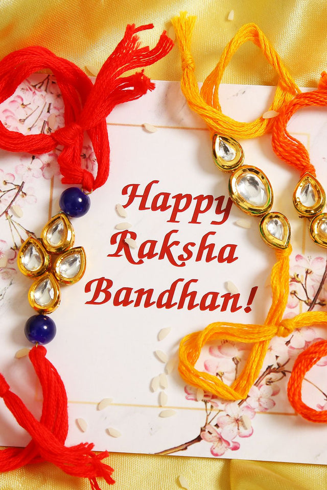 Kundan Handmade Rakhi- Set Of 3