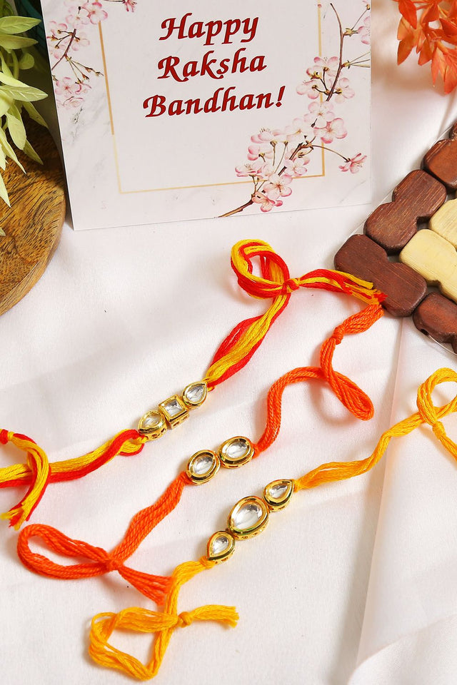 Kundan Handmade Rakhi- Set Of 3