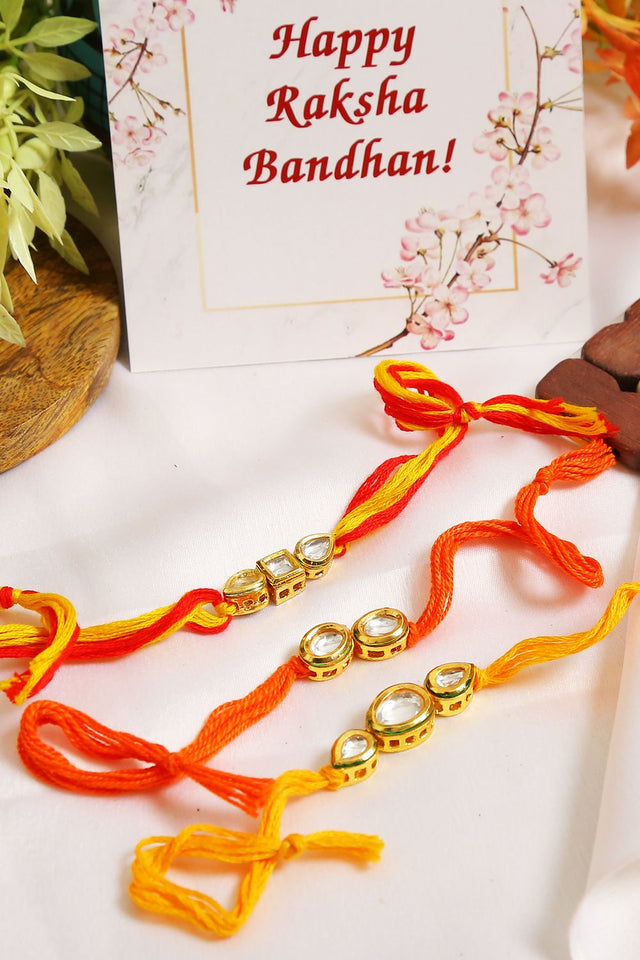 Kundan Handmade Rakhi- Set Of 3