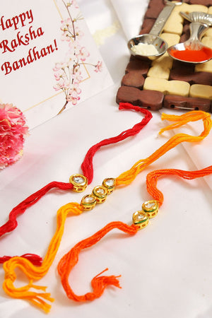 Kundan Handmade Rakhi- Set Of 3