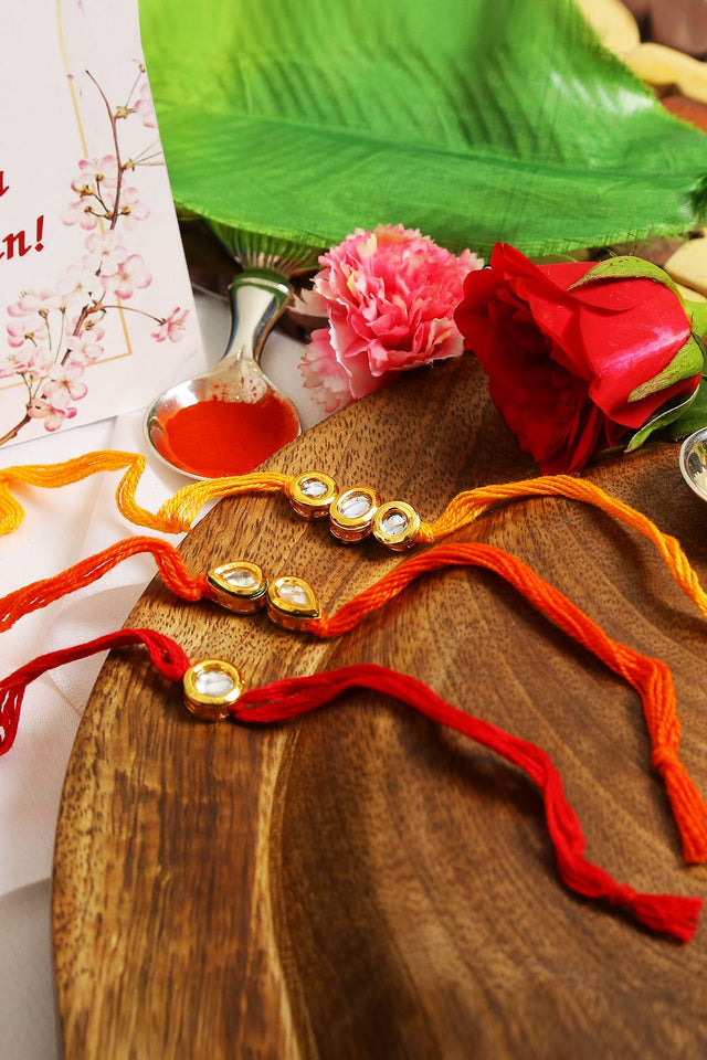 Kundan Handmade Rakhi- Set Of 3