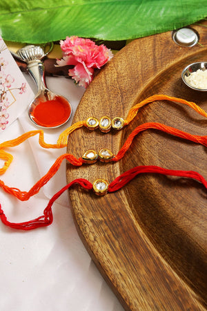 Kundan Handmade Rakhi- Set Of 3