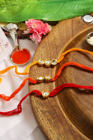 Kundan Handmade Rakhi- Set Of 3