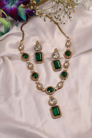 Multi-Color Brass Necklace And Earring Set