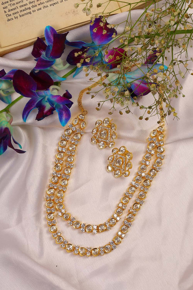 Multi-Color Brass Necklace And Earring Set