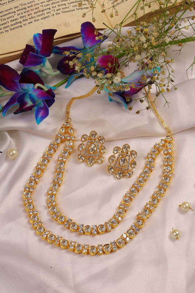 Multi-Color Brass Necklace And Earring Set