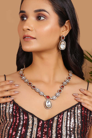 Multi-Color Brass Necklace And Earring Set