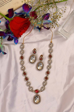 Multi-Color Brass Necklace And Earring Set