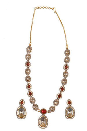 Multi-Color Brass Necklace And Earring Set