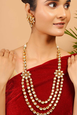 Multi-Color Brass Necklace And Earring Set