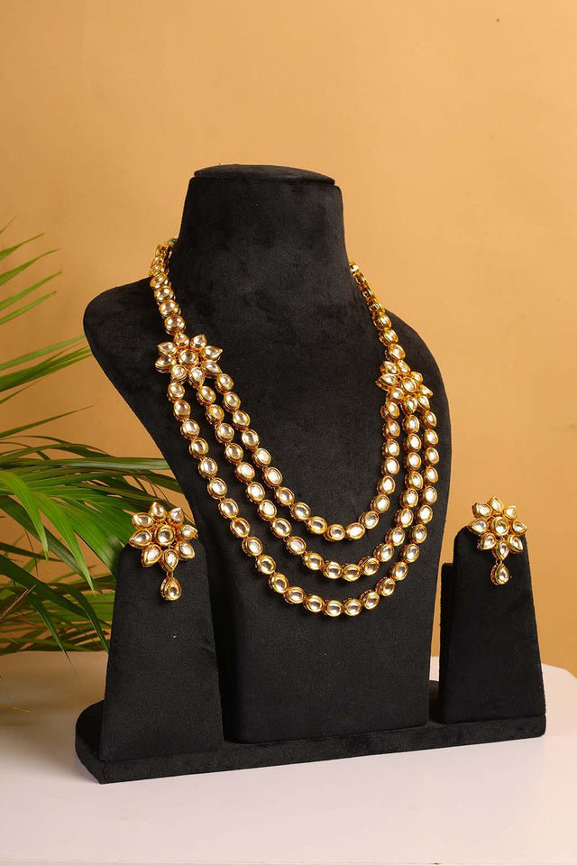Multi-Color Brass Necklace And Earring Set