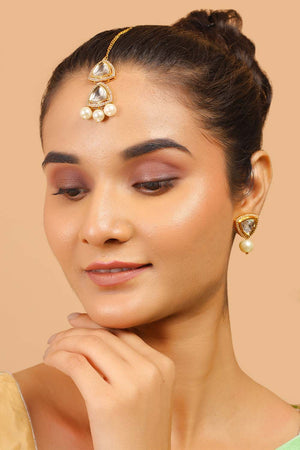 Multi-Color Brass Earrings with Maang Tikka