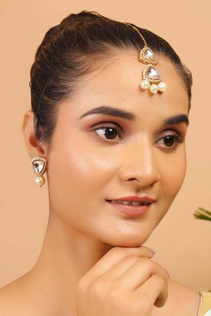 Multi-Color Brass Earrings with Maang Tikka