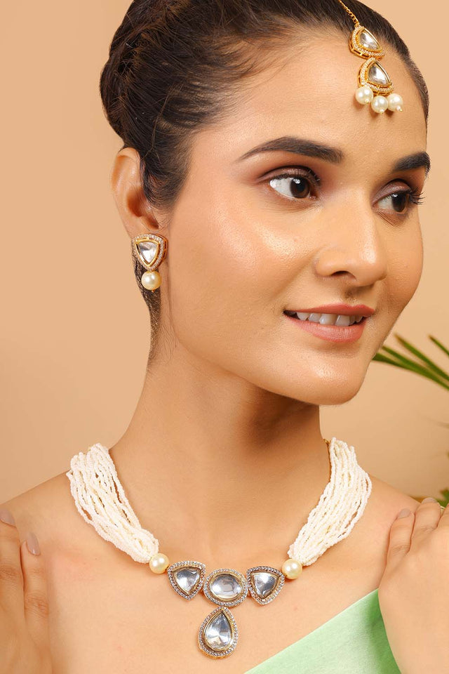 Multi-Color Brass Necklace Set