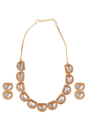 Multi-Color Brass Necklace And Earring Set