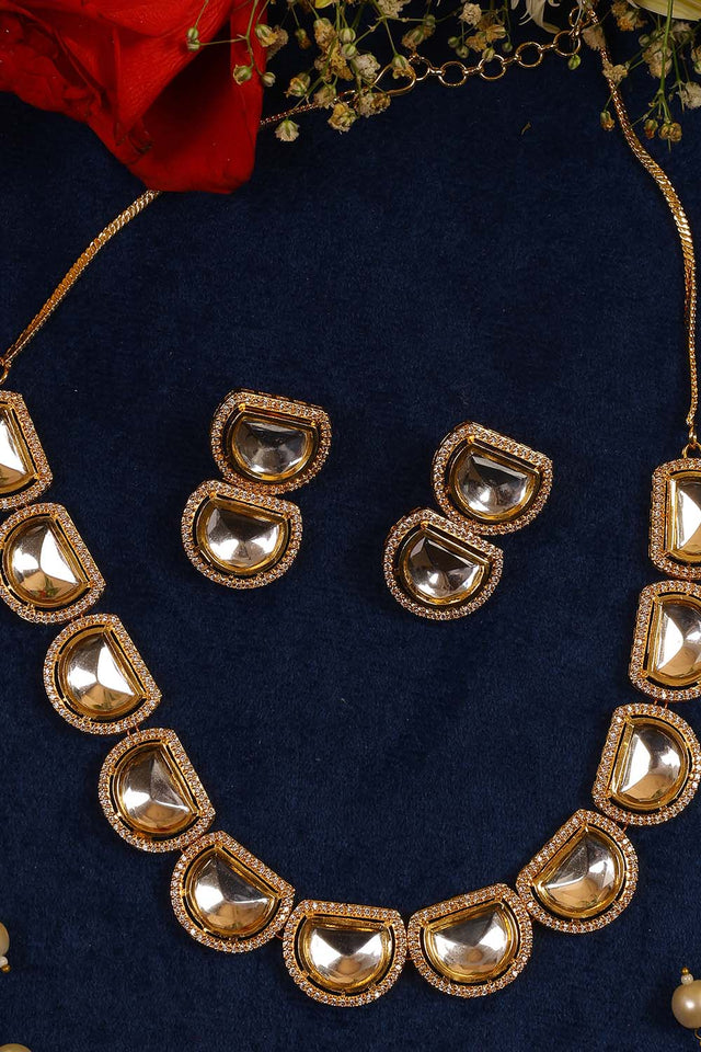 Multi-Color Brass Necklace And Earring Set