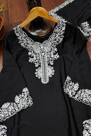 Black Embroidered Silk Palazzo Suits