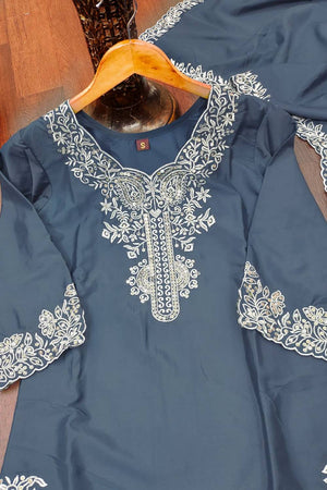 Blue Embroidered Silk Palazzo Suits
