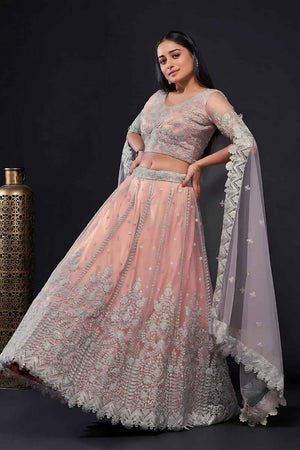 Light Pink Zari Net Lehenga (FF_Pink)