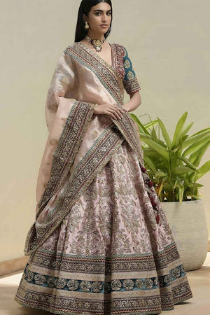 Pink Printed with Sequins Silk Lehenga (FF_multi)