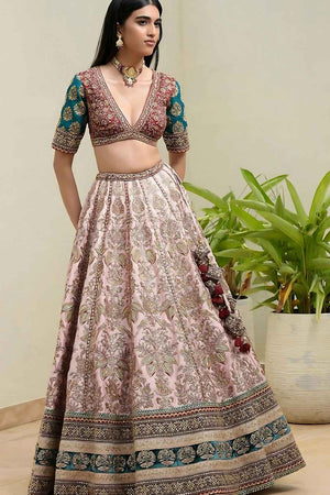 Pink Printed with Sequins Silk Lehenga (FF_multi)