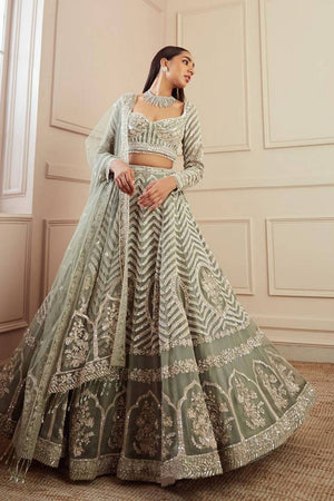 Multi Color Embroidered Georgette Lehenga