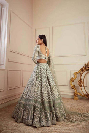 Multi Color Embroidered Georgette Lehenga