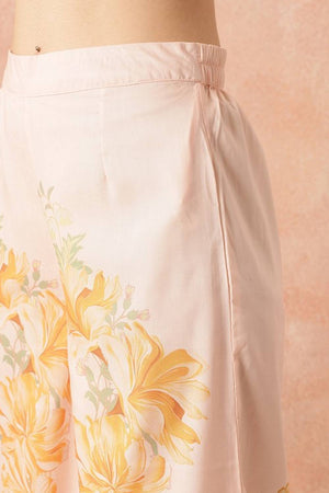 Off White Printed Polyester Co-Ord Set