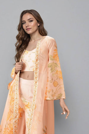 Off White Printed Polyester Co-Ord Set