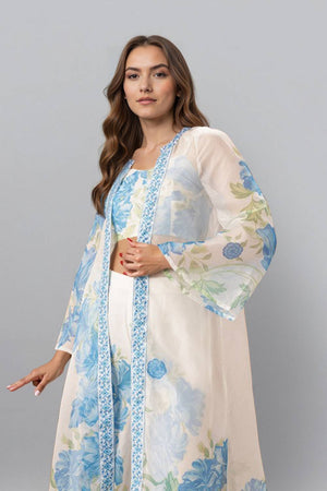 Off White Printed Polyester Co-Ord Set