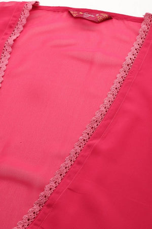 Pink Printed Silk Blend Co-Ord Set