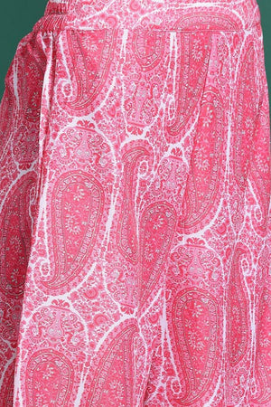 Pink Printed Silk Blend Co-Ord Set