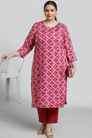 Multi Color Printed Silk Blend Long Kurti