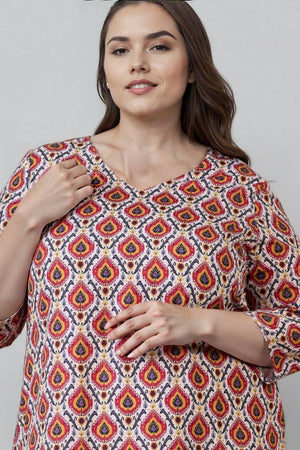 Multi Color Printed Silk Blend Long Kurti