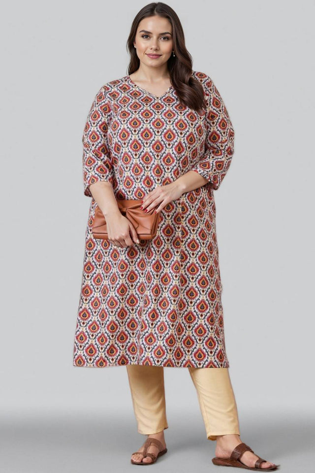 Multi Color Printed Silk Blend Long Kurti