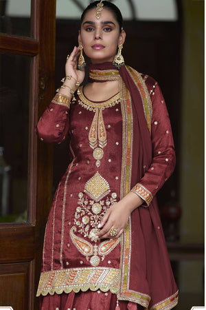 Violet Sequin with Gotta Patti Art Silk Pakistani Suit Set (GULKAYRA TAIYBA1-7629-c)