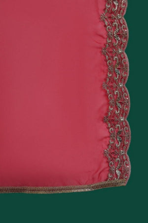 Pink Floral Embroidered Chanderi Straight Cut Suit Set