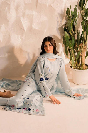 Grey Floral Embroidered Chanderi Kurti Pant Set