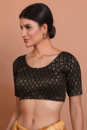 Black Woven Brocade Blouse