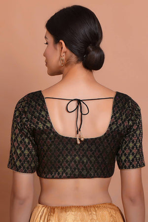 Black Woven Brocade Blouse