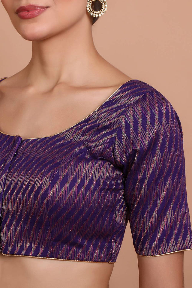 Violet Woven Brocade Blouse
