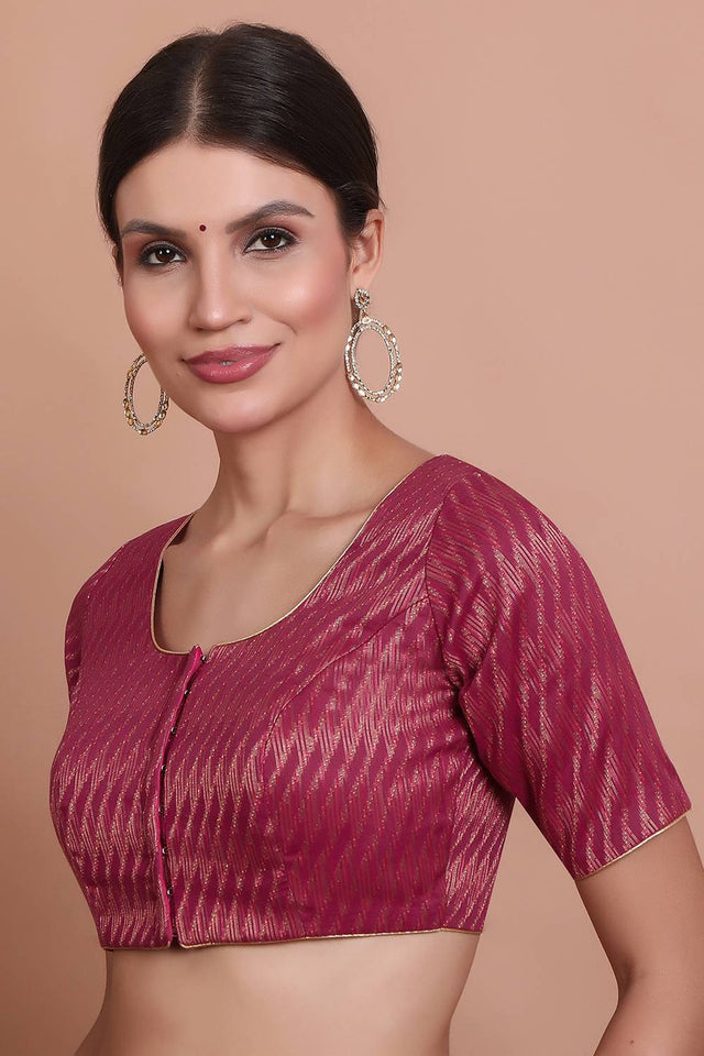 Pink Woven Brocade Blouse