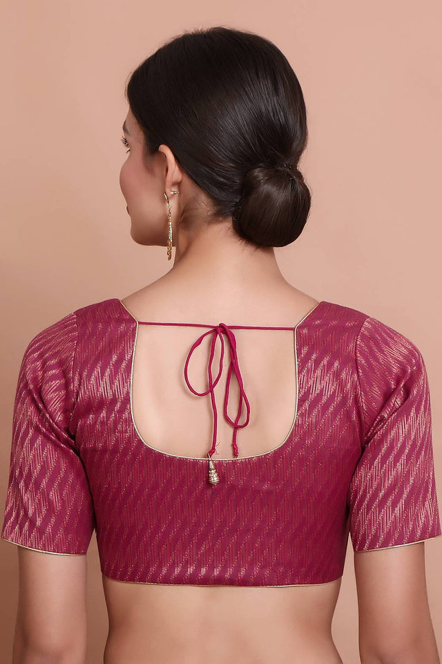 Pink Woven Brocade Blouse