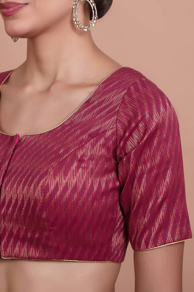 Pink Woven Brocade Blouse