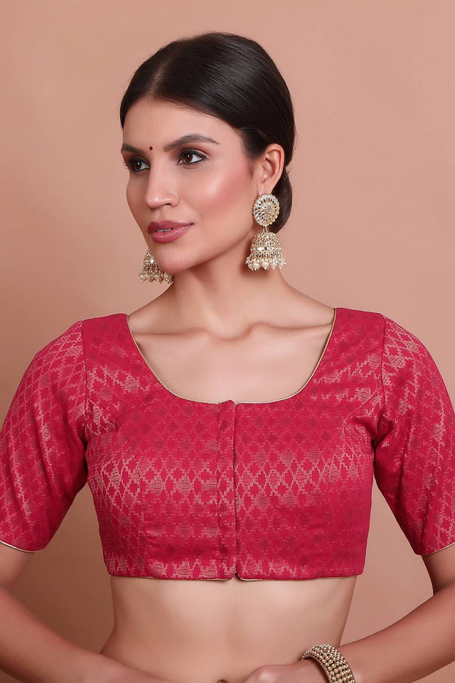 Pink Woven Brocade Blouse