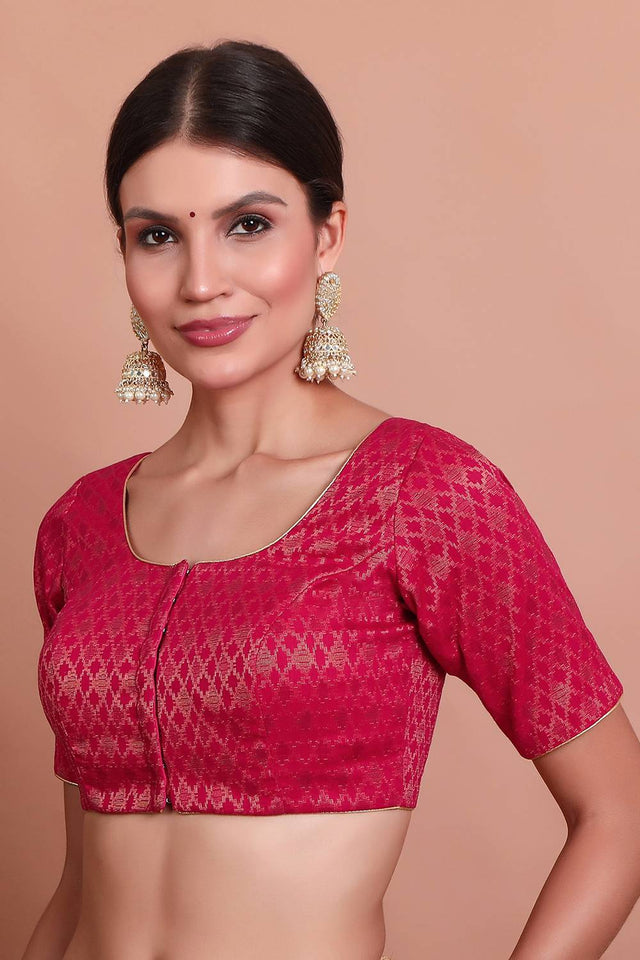 Pink Woven Brocade Blouse