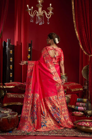 Pink Paithani Woven Silk Blend Saree (HT1708)