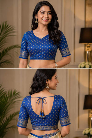 Cream Printed Chanderi Cotton Ready To Wear Saree (HT2107)