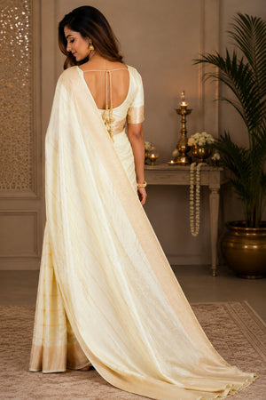 Off White Zari Woven Soft Silk Saree (HT2403)