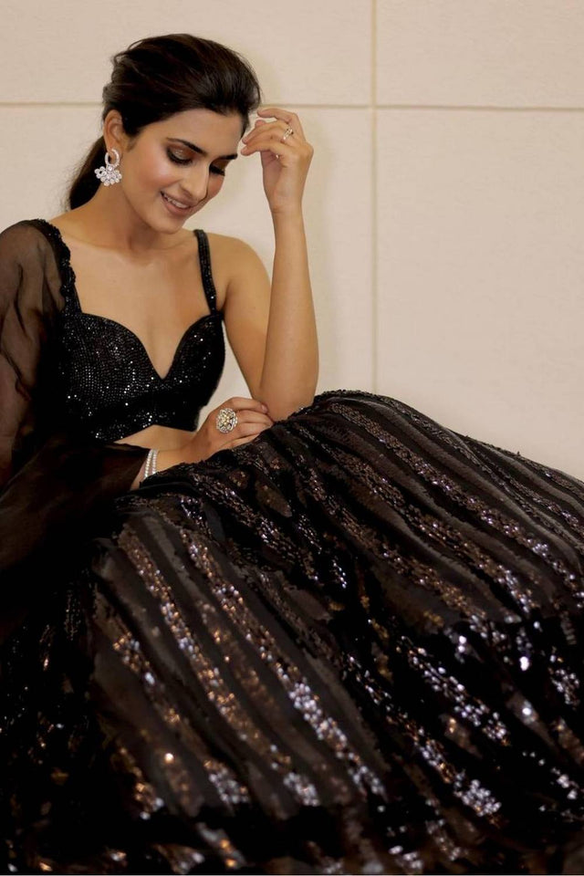 Black Sequin Art Silk Lehenga